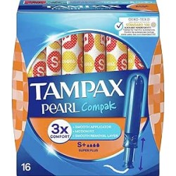 Tampax Tampón Compak Pearl Super Plus 100% Algodón 16uds