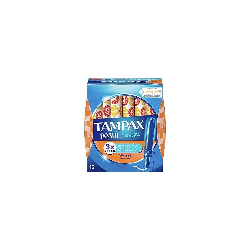 Tampax Tampón Compak Pearl Super Plus 100% Algodón 16uds