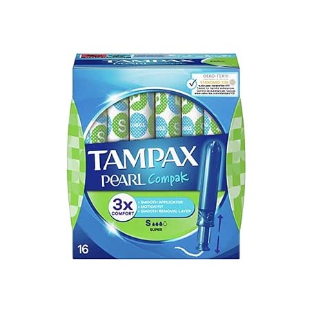 Tampax Tampón Compak Pearl 100 % Algodón Super 16uds