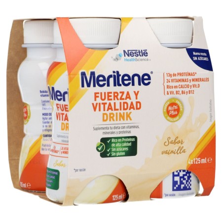 Meritene Fuerza y Vitalidad Drink Sabor Vainilla 4x125ml